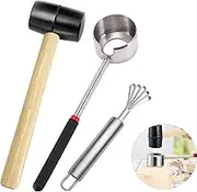 Coconut Opener Tools Set, Food Grade Stainless Steel, Easy, Safe & Non-Toxic Coconut Breaker Kit, Perfect for Fresh Coconut Water & Meat Extraction - Durable & Non-Slip Handle