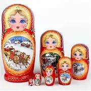 Stacking Nested Set Handmade Russian Nesting Doll Toys and Traditional Home Decor for Children Christmas Birthday Decoration Wishing Gifts Handmade Nesting Dolls