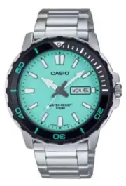 Casio MTD-125D-2A2VDF Men's Analog Watch - 45.6mm Turquoise Dial, Stainless Stee