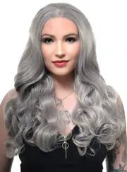 Silver Grey Curly Mid-Length Lace Front Fashion Wig
