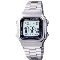 在飛比找momo購物網優惠-【CASIO】復古銀方形經典電子錶(A-178WA-1A)