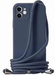 Handodo Food Grade Silicone Crossbody Phone Case for iPhone 11, Adjustable Shoulder Strap Shockproof Protector Case Full Body Protection Silky-Soft Touch Protective Cover (Midnight Blue)