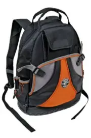 Klein Tools 55421BP-14 20" Electricians Tool Backpack, 39 Pockets, Black, Orange