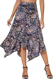 [Urban CoCo] Women's Flowy Stretchy Skirt Handkerchief Hemline Midi Skirt