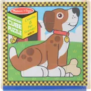Melissa & Doug Wooden Cube Puzzle 16pcs 8"X8"-Pets