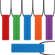5PCS Brick Silicone Teether Baby Teething Toys Sensory Chewable Necklace BPA Fre