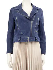 Blue Suede Biker Jacket