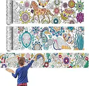 Pasimy Giant Mandala Animals Jumbo DIY Drawing Paper Large Coloring Sheets Huge Mandala Coloring Pages for Adult Kids Home Classroom Craft Art Activity, 11.8 x 118 Inch