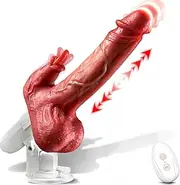Auto Sex Machine Anal Dildo, 8 Vibrating & Thrusting Modes, Remote Control Realistic Dildo Tongue-Licking Clitoral Vibrator, Powerful Suction Cup G-spot Vibrator Anal Toys Female Male Sex Toy (Flesh color)
