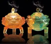Chinese Liu Li Lotus Buddhism Incense Burner Stick Holder Zen Decor