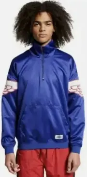 Nike Air Jordan Classic Wings 1/4 Zip Jacket Pullover Blue SZ Medium AO0406 455