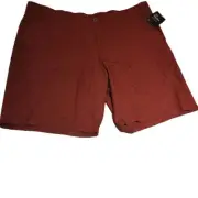 Swiss Tech Men's Flat Front Performance Shorts – Size 42 – Cordovan Wine Heather