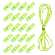 25 Pcs Double Hole Cord Locks with Elastic Cord, Fluorescent Green
