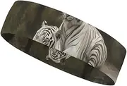 [FHESDCW] White Tigers Headbands for Women & Men Sports Headband, Fits All Head Sizes, Ultra Absorbent & Non-Slip Sweatband for Running, Yoga, Gym