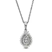 0.25 CT. T.W. Composite Pear Natural Diamond Shadow Frame Pendant in Sterling Silver