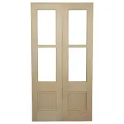 Pair of 52cm Internal Glazed French Doors, Raw HV