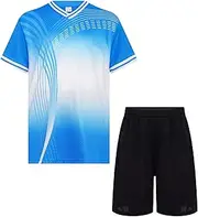 [Jugaoge] Kids Boys Piece Sports Set Quick Dry Short Sleeve Tshirts With Shorts Set For Football Basketball