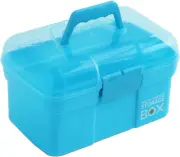 Plastic Organizer Storage Plastic Box 11"-Multipurpose with Removable Tray/Blue.