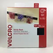VELCRO Brand Sticky Back Tape Roll, 3/4" x 15', Black Hook & Loop