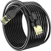 YSONG Cat 8 Ethernet Cable 50ft,High Speed 40Gbps,2000Mhz,26AWG,Gold Plated RJ45 Connector,for Outdoor&Indoor Weatherproof UV,for/PC/Modem/Router/Gaming,Faster Than Cat7/Cat6/Cat5