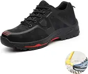 [MNSSRNN] Thickened Steel-Toe Sneakers, Anti-Smash and Anti-Puncture Safety Shoes, Outdoor Non-Slip Breathable Work Shoes,Red,41
