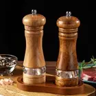1PC Cooking Salt Pepper Grinder Manual Mill Adjustable Coarseness Rubber Wooden