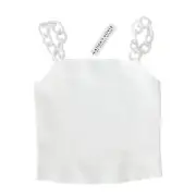 ALICE + OLIVIA Gretel Top Size L NWT Chain Cord Straps Soft White