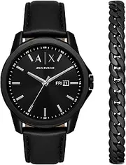 [Armani Exchange] Men's Stainless Steel Chronograph Dress Watch, Black Gift Set, Modern