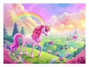 Unicorn kids nursery wall art canvas print