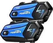 M1-S Plus Motorcycle Bluetooth Headset with Customized HRSQS Speakers, One-Click Pairing, Microphone Mute, FM, Helmet Intercom up to 10 Riders with Music Sharing, Wonderful Sound, 2 Pack