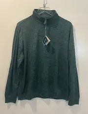 NWT TailorByrd Collection Quarter Zip Forest Green Pullover Mens Medium (47)