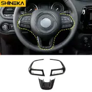 Car Carbon Fiber Steering Wheel Trims For Jeep Compass 17-20/Renegade 2015+ 3pcs (for: Jeep)