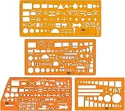 CYA Military Map Marking Template Stencil Set – 4 Pack (8353, 8354, 8355, 8356) with APP-6A Unit Icons, Transparent Orange, Tactical Stencils with 1:50,000 & 1:100,000 Scales for Precision Map Marking