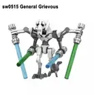 Custom LEGO Star Wars General Grievous White Four Arms with Minifigure Baseplate