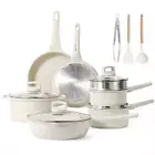 Carote Nonstick Pots and Pans Set, 14 Pcs Induction Kitchen Cookware Sets (Beige