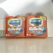 Gillette Fusion Blades 4 Cartridges w/each pack (TWO Pack)