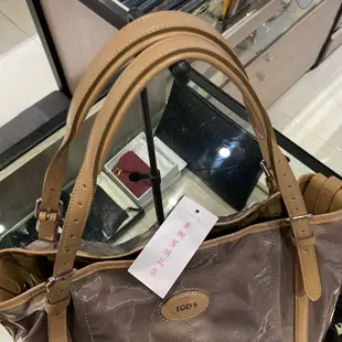 ⭐️ 香榭屋精品店  ⭐️ TOD’S G Bag 灰色防水帆布拼奶茶色皮邊手提包 斜背包  (XB7860)