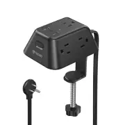 Desk Clamp Power Strip, Surge Protector with 5 AC Outlets and 3 USB Ports, Desk