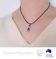 Tiny Hand of Fatima Blue Evil Eye Lucky Protection with Adjustable Necklace