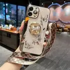 Bling Ring Stand Case Butterfly Hard Cover For iPhone 16 15 14 Pro Max 11 12 13