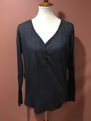 Splendid Gray Open Back Long Sleeve Shirt Top Size L