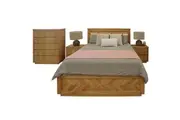 Divano Rosemallow 4pc Queen Bed Frame Bedroom Suite Timber Bedside Tallboy Package Set