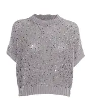 Sequin-Embellished T-Shirt 44,42 Gray