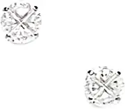 [JewelryWeb] 14k White Gold 5mm Round Segmented CZ Simulated Diamond Screw Back Earrings Stud Earring for Women
