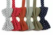 Mens Star Cotton Bow Tie Pre-Tied Men Bowtie Wedding Navy Orange Red White Grey