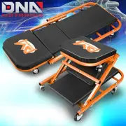 2-IN-1 40" Foldable Z Creeper Mechanics Garage Work Stool Rolling Chair Orange