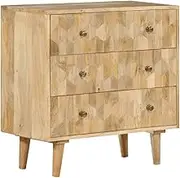 Drawer Cabinet 70x35x70 cm Solid Mango Wood - Retro Side Cabinet with 3 Drawers, Sturdy Countertop Cabinet for Storage, Durable Wooden Storage Cabinet for Small Spaces