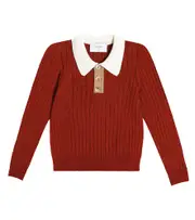 [Paade Mode] Paade Mode Ribbed-knit wool-blend polo top Y 10 red