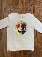 NEW Osh Kosh Girls Size 14 Reversible Sequin Smiley Face Sweat Shirt