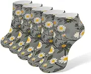 [AQRJLPM] Tree Branch Yellow And White Floral Pattern Socks No Show Socks Low Cut Anti-Slid Athletic Casual Invisible Liner Socks Unisex, White, One Size Short, White, One Size Short